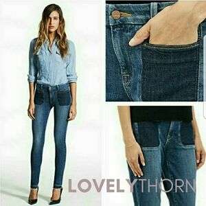 GENETIC // ltd ed rare bardot front inset patch pocket skinny stretch denim
